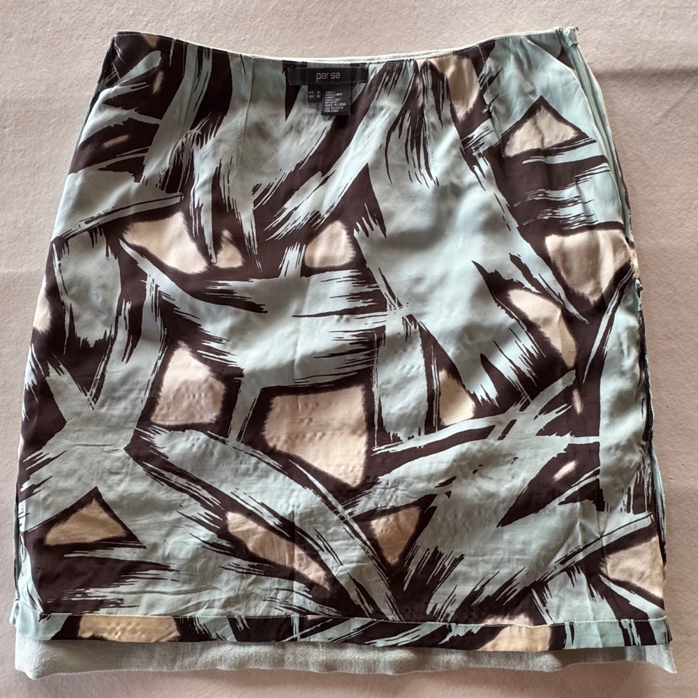 Per Se Linen Beaded Cut-Out Silk Lined Mini Skirt (6) - Picture 15 of 17